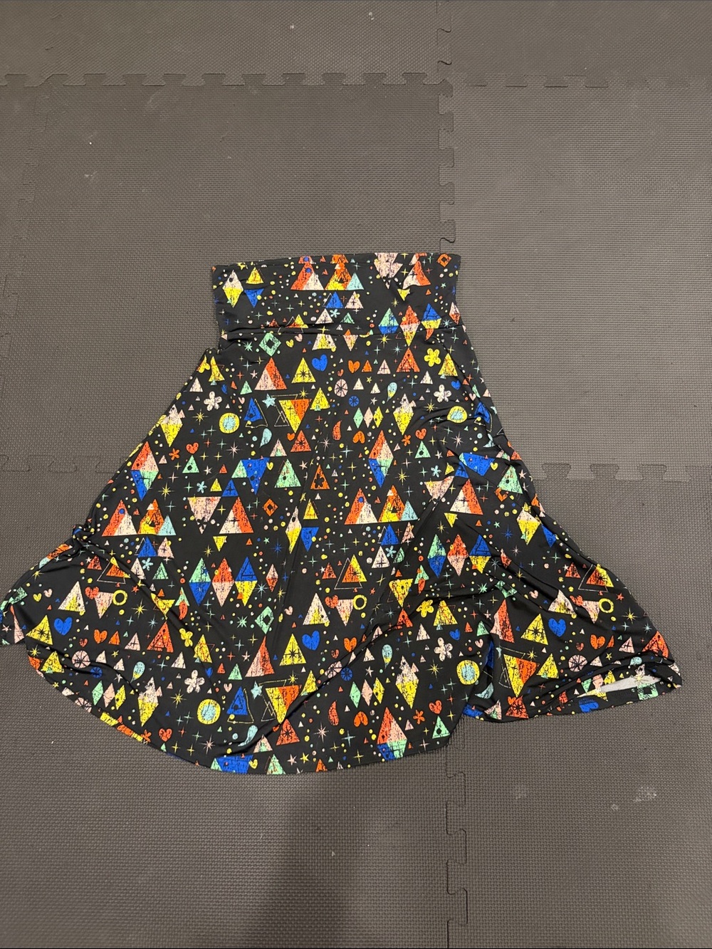 LuLaRoe Black Circle Skirt with Multicolor Geometric Print